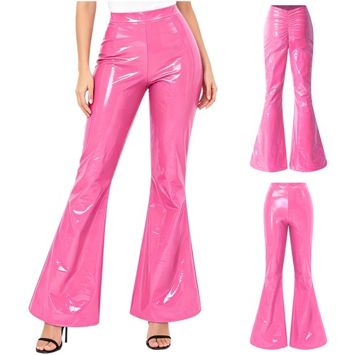Womens glossy leather pants - glossy,